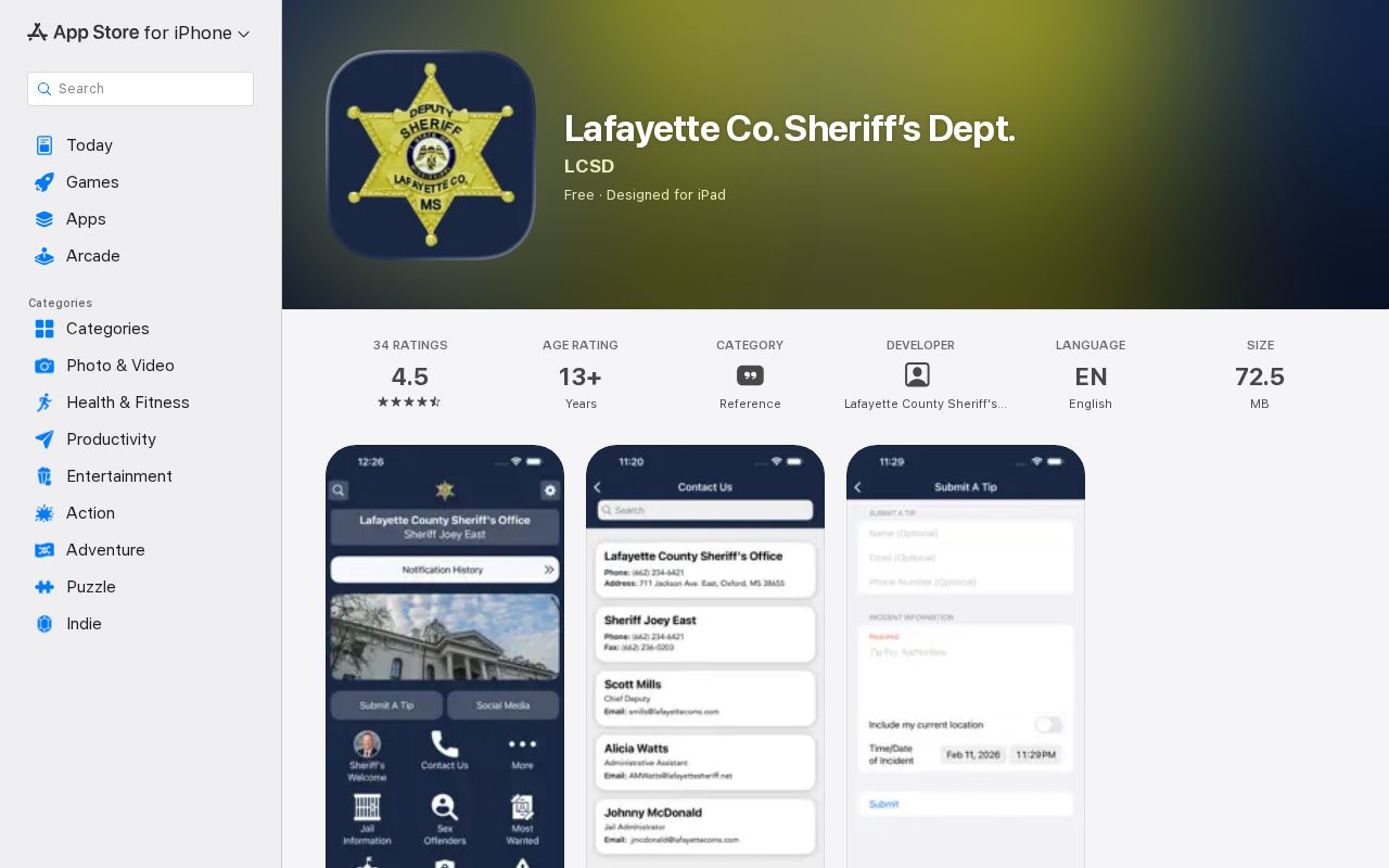 Lafayette County sheriff app without verified 72-hour release feed