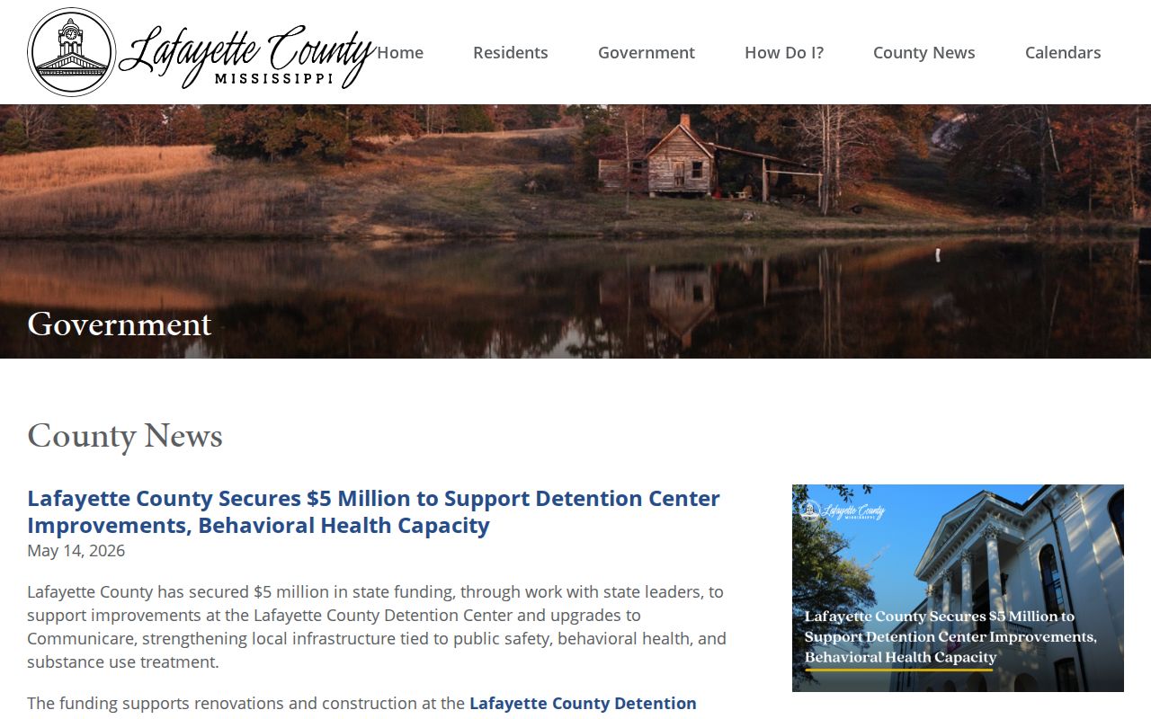 Lafayette County Detention Center release facility improvement announcement
