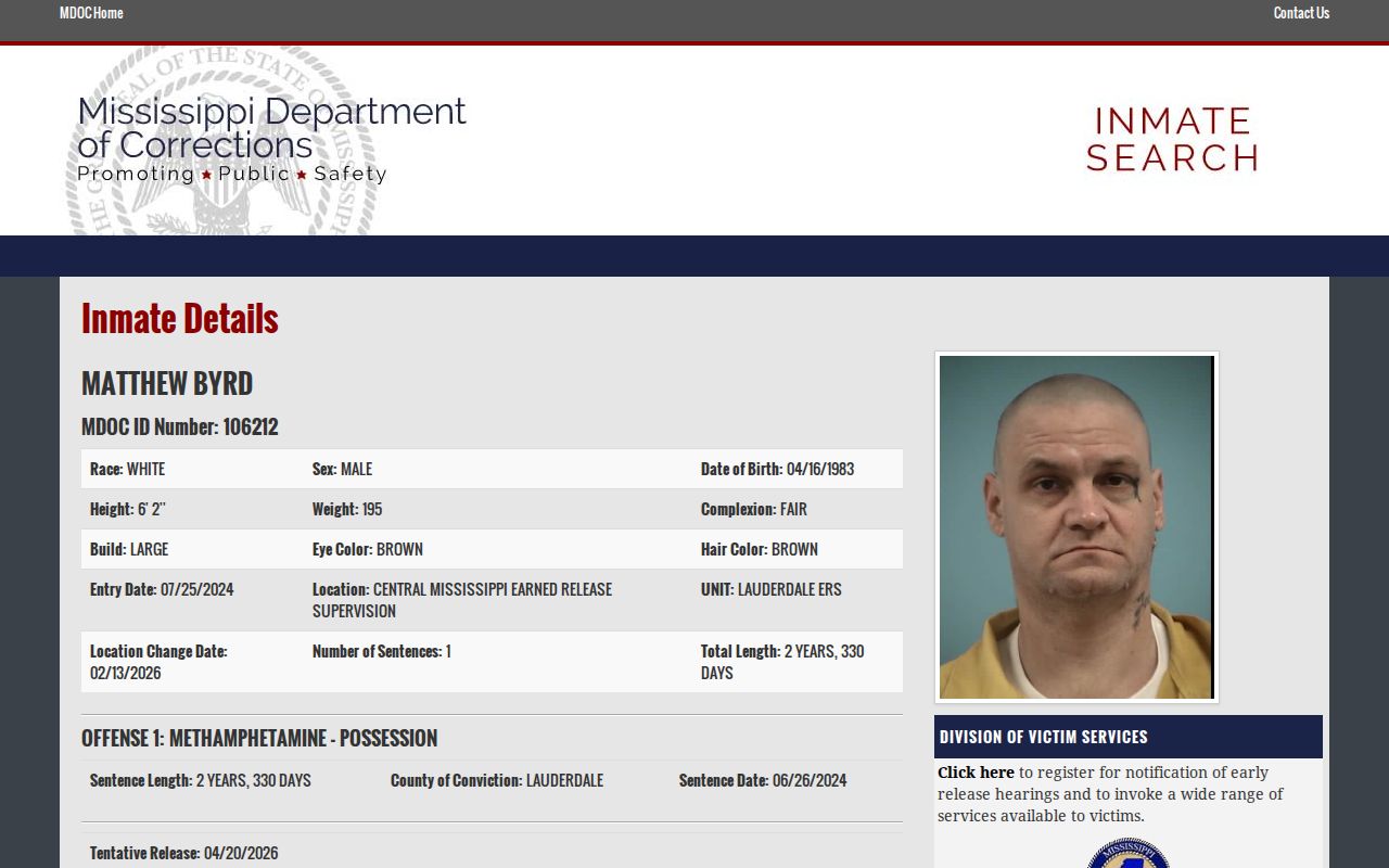 MDOC Tentative Release field used for Lafayette County projected release dates